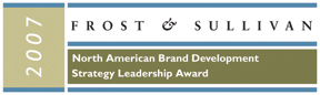 Official badge for the Frost & Sullivan North American Brand Development Strategy Leadership Award