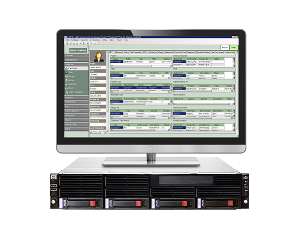 Esempio di vista desktop della cartella clinica elettronica (EMR) nella parte superiore del server Iris Gateway