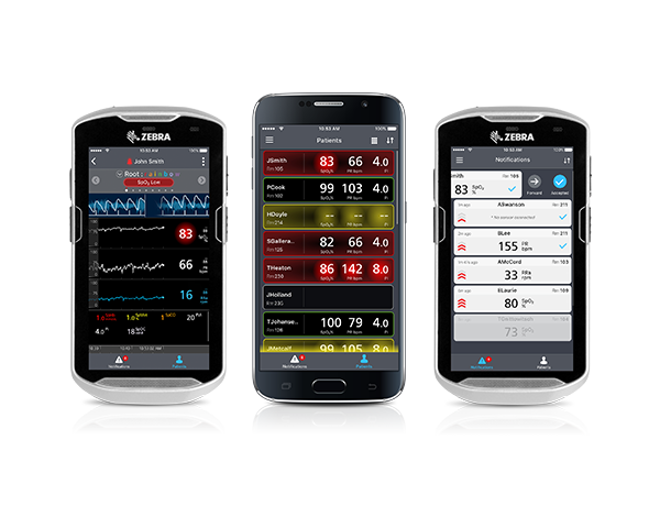 Vista delle schermate dell'app Replica su telefoni cellulari e dispositivi Zebra.