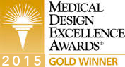 Official badge for the GOLD 2015 Medical Design Excellence Award